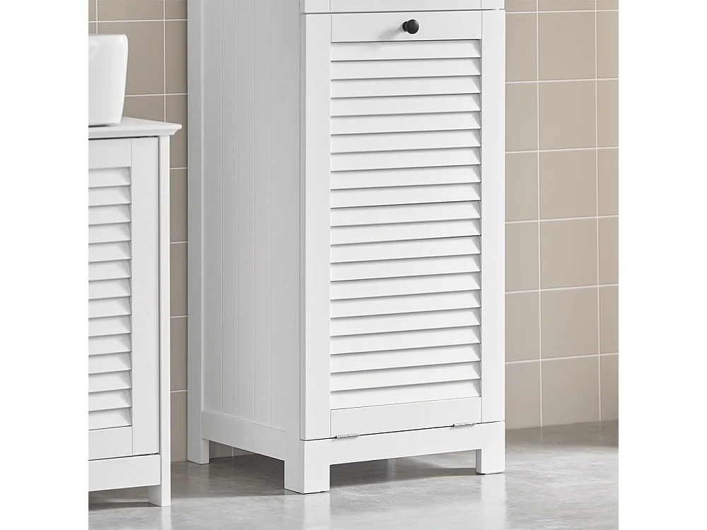 Meuble Bas De Salle De Bain Corbeille À Linge Meuble De Rangement 38x40x90 cm, BZr73-w