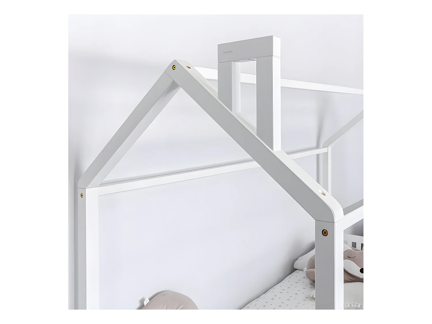 Bett für Kinder mit Kamin Holz weiß 90x190cm