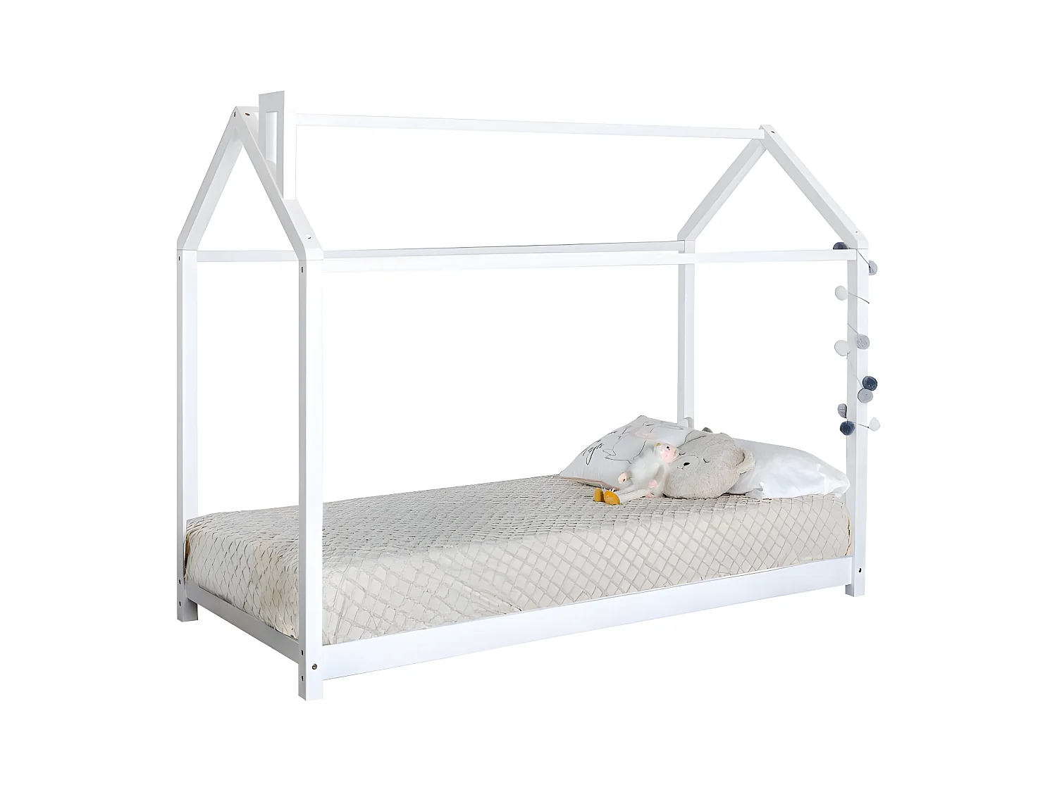 Bett für Kinder mit Kamin Holz weiß 90x190cm