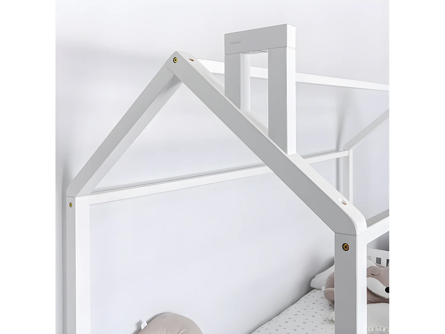 Bett für Kinder mit Kamin Holz weiß 90x190cm