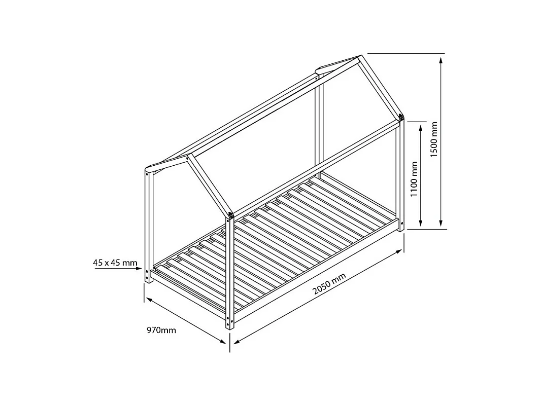 Bett für Kinder Montessori weiß Holz 90x190cm