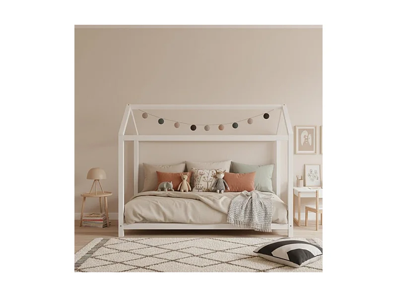 Bett für Kinder Montessori weiß Holz 90x190cm