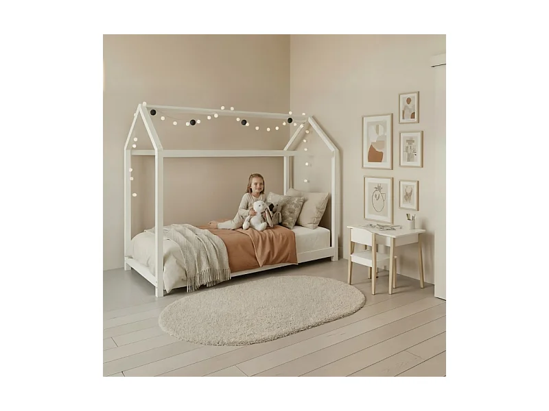 Bett für Kinder Montessori weiß Holz 90x190cm