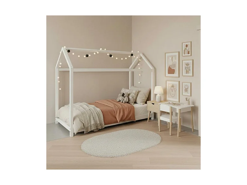 Bett für Kinder Montessori weiß Holz 90x190cm