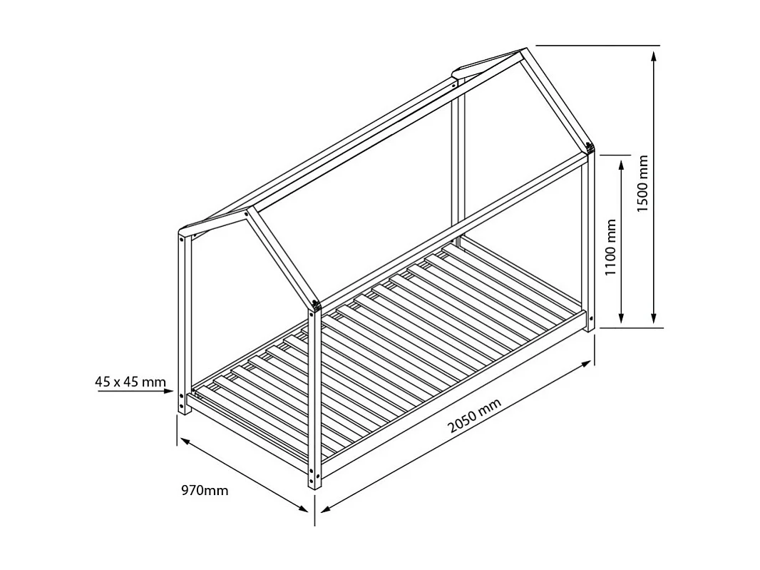 Bett für Kinder Montessori weiß Holz 90x190cm