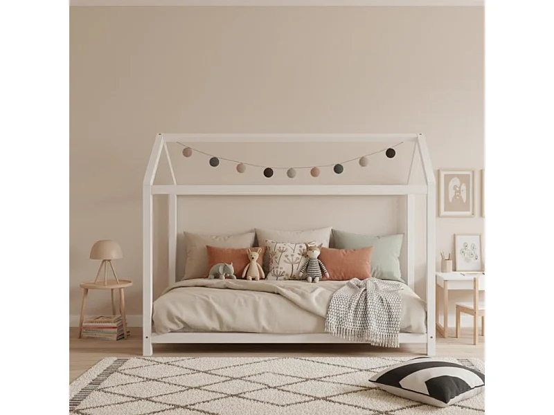 Bett für Kinder Montessori weiß Holz 90x190cm