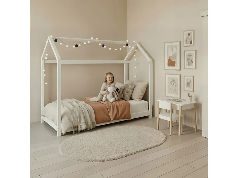 Bett für Kinder Montessori weiß Holz 90x190cm