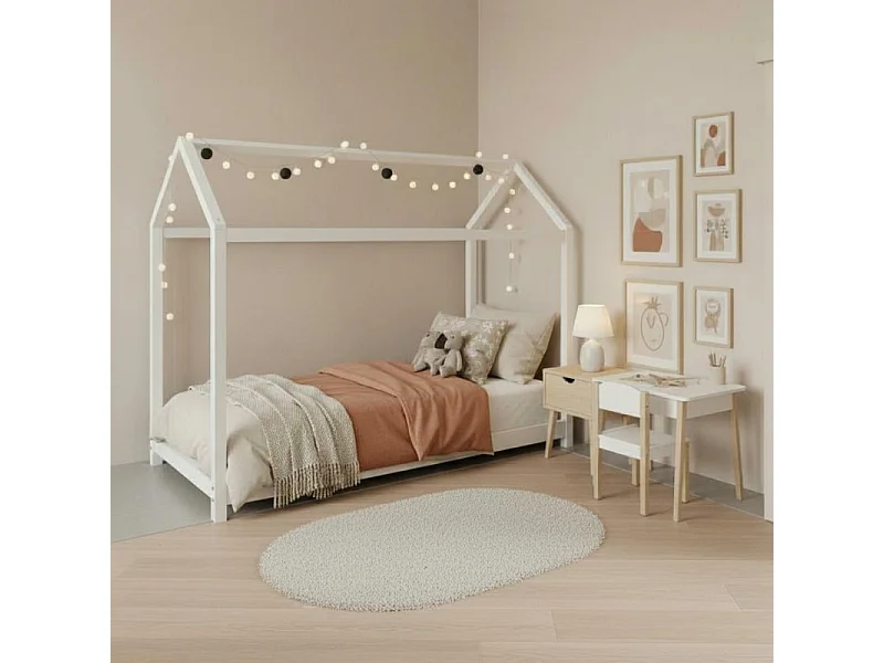 Bett für Kinder Montessori weiß Holz 90x190cm