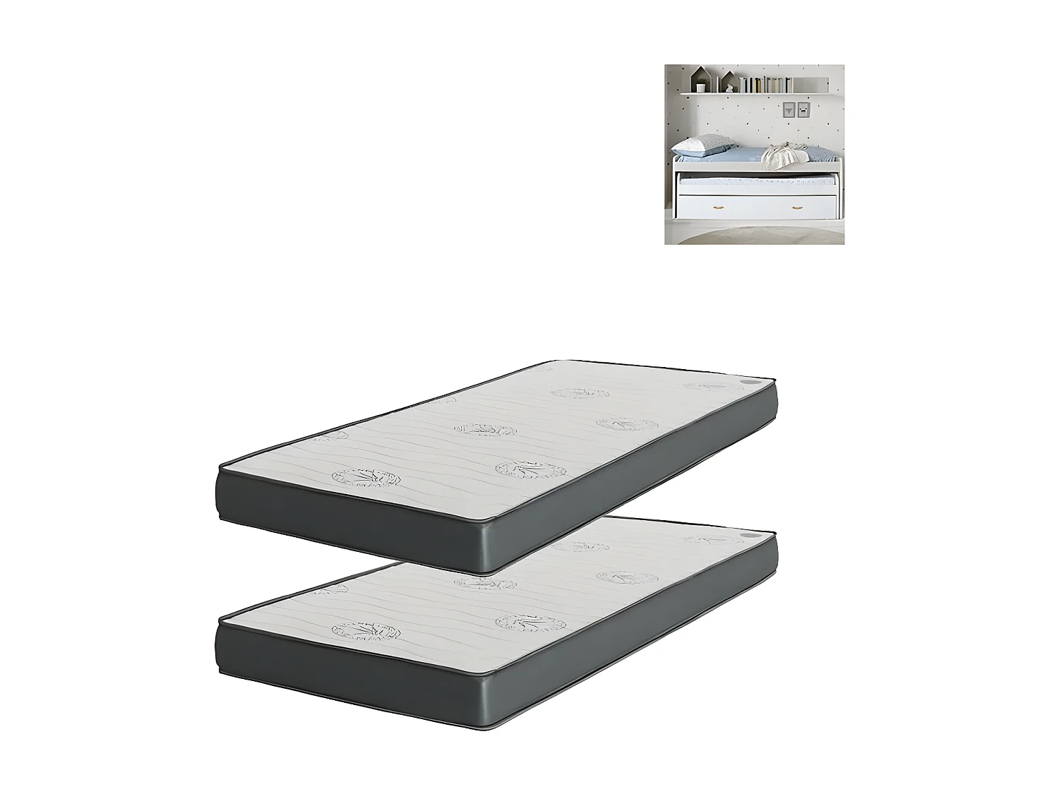 Materasso Set 2 viscoelastico 105x200x20/90x190x15cm