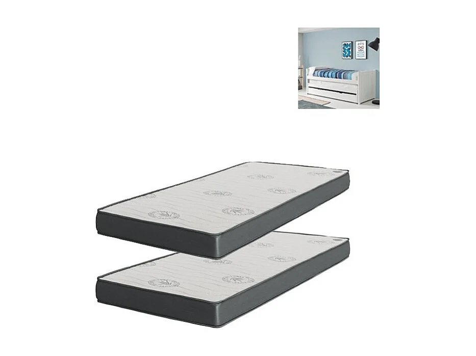 Matelas Pack 2 viscoélastique 90x200x20/90x190x15 cm