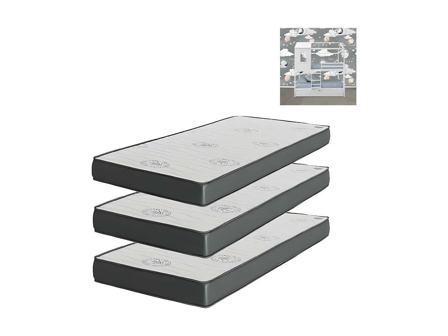 Matelas Pack 2 viscoélastique 90x190x20/90x190x15/90x190x15