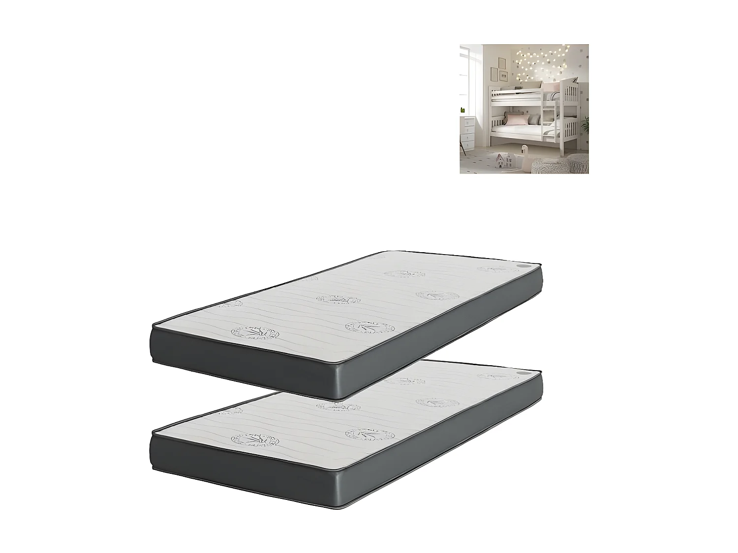 Colchón Pack de 2 viscoelástico 90x190x20/90x190x15