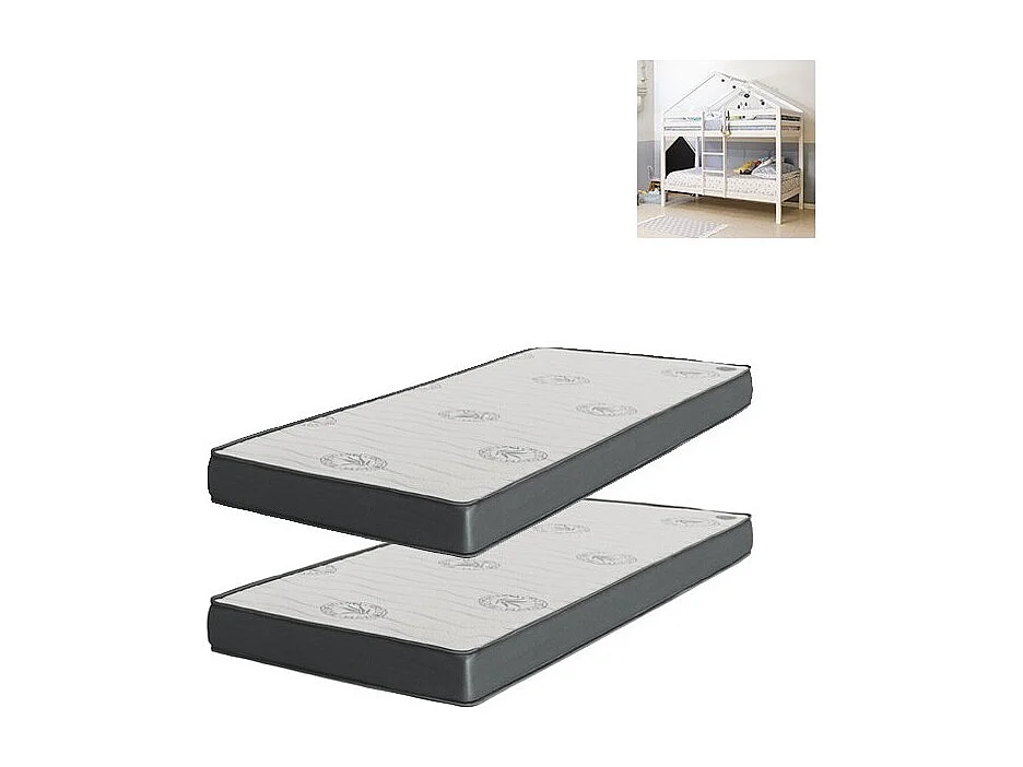 Set van 2 visco-elastische matrassen 90x190x20/90x190x15