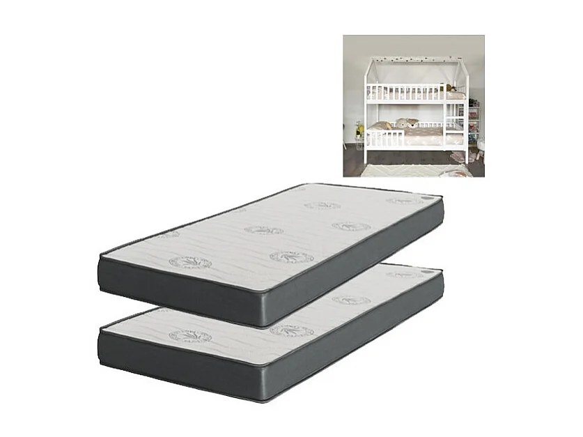 Matratze 2er-Pack viskoelastisch Etagenbett 90x190x20/90x190x15