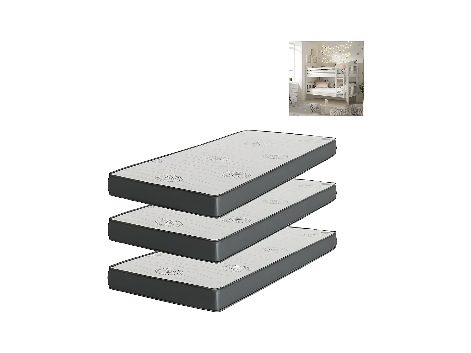 Matelas  Pack 3 viscoélastiques 90x190x20/90x190x15/90x190x15