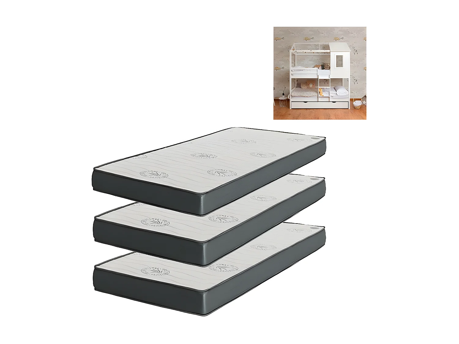 Matelas Pack 3 viscoélastique 105x190x20/105x190x15/90x180x15