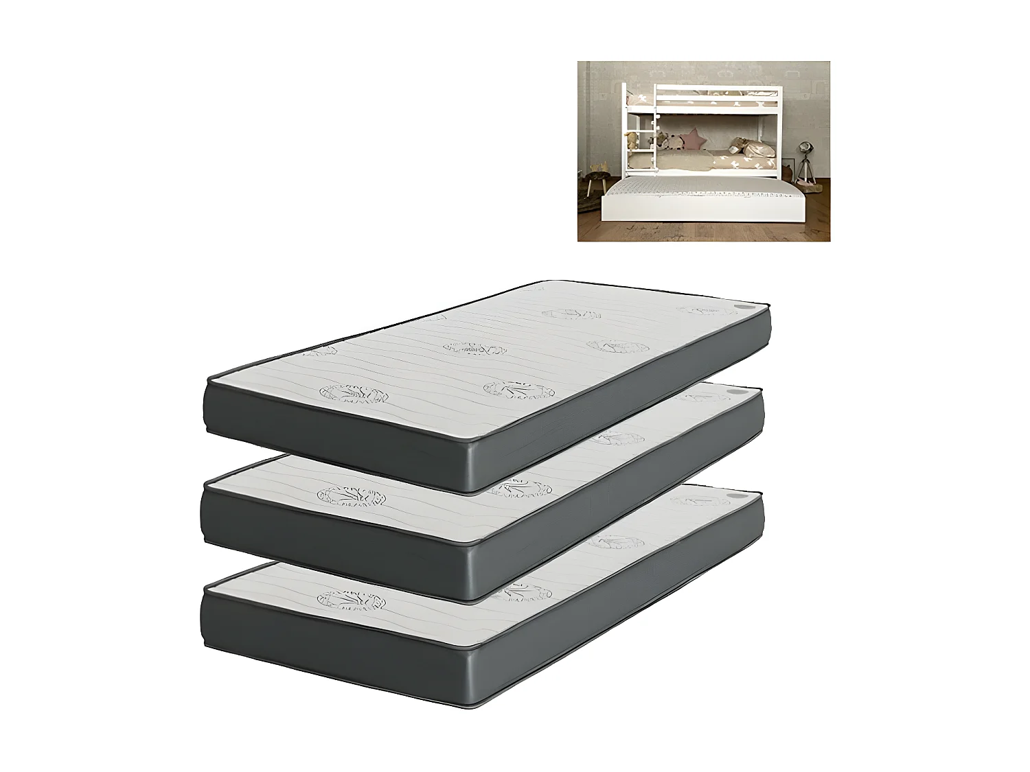 Matelas Pack de 2 viscoélastique 90x195x20/90x195x15/90x195x15