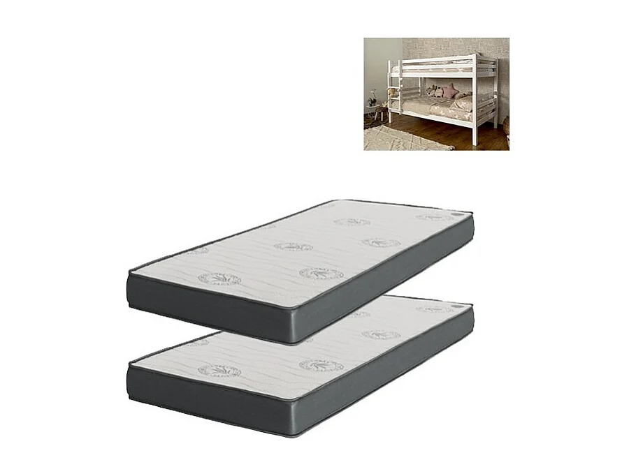 Set van 2 visco-elastische matrassen 90x195x20/90x195x15