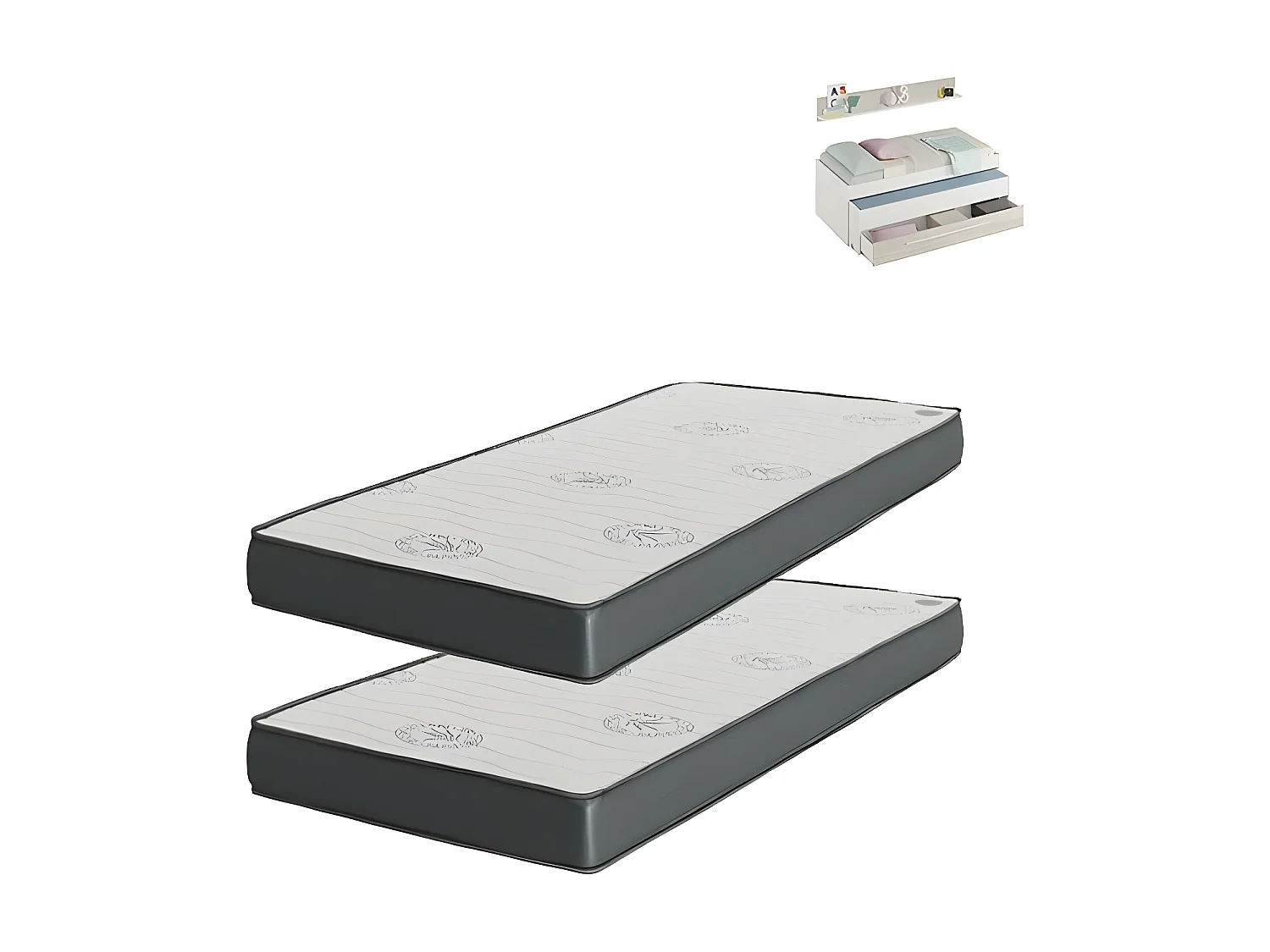 Colchón Pack 2 viscoelástico 90x190x20/90x180x15cm