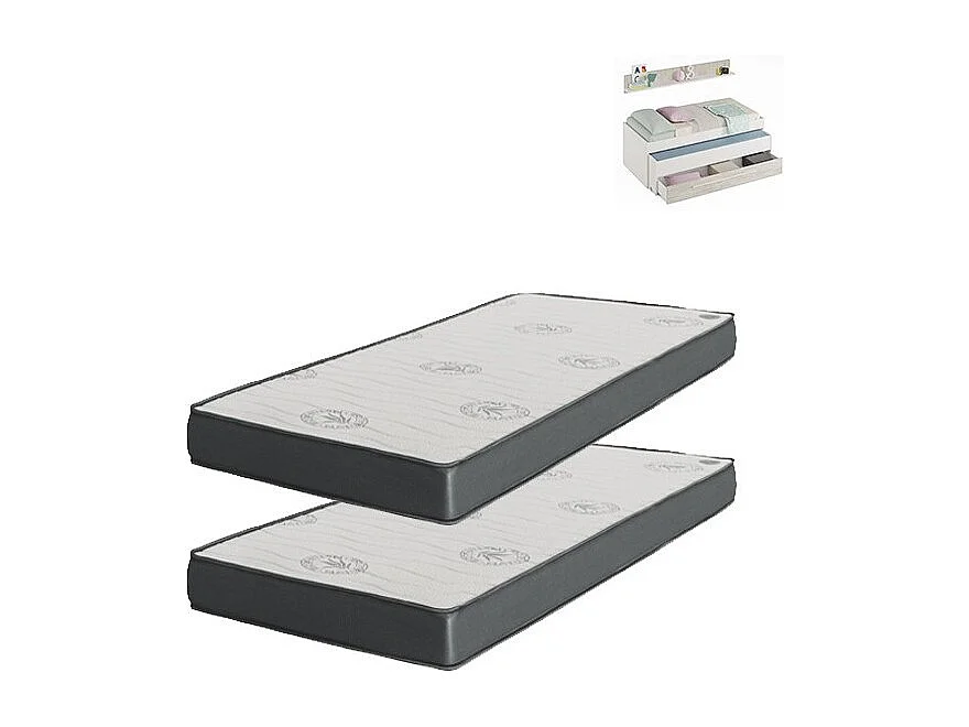 Matras set 2 visco-elastisch 90x190x20/90x180x15cm