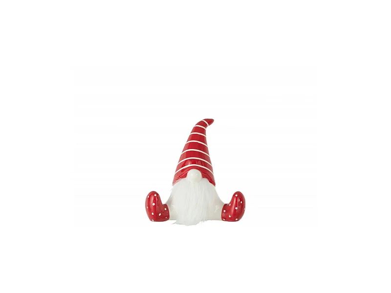 Statuette Déco "Père Noël Assis" 19cm Rouge & Blanc