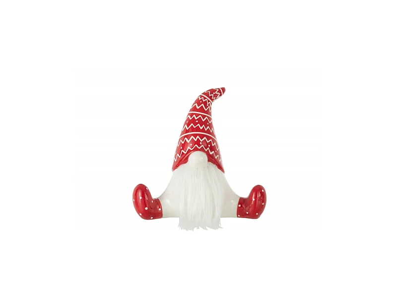 Statuette Déco "Père Noël Assis" 25cm Rouge & Blanc