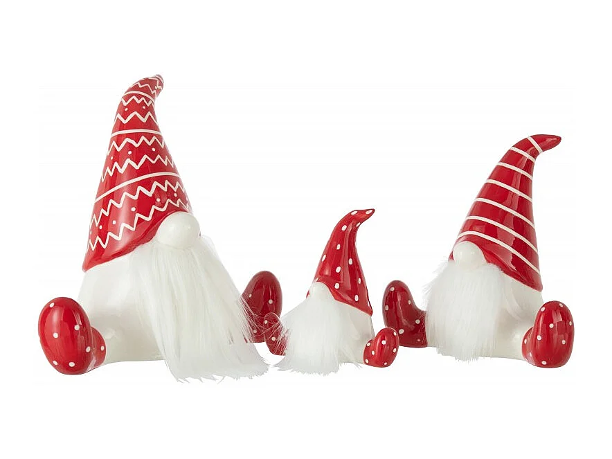 Statuette Déco "Père Noël Assis" 25cm Rouge & Blanc