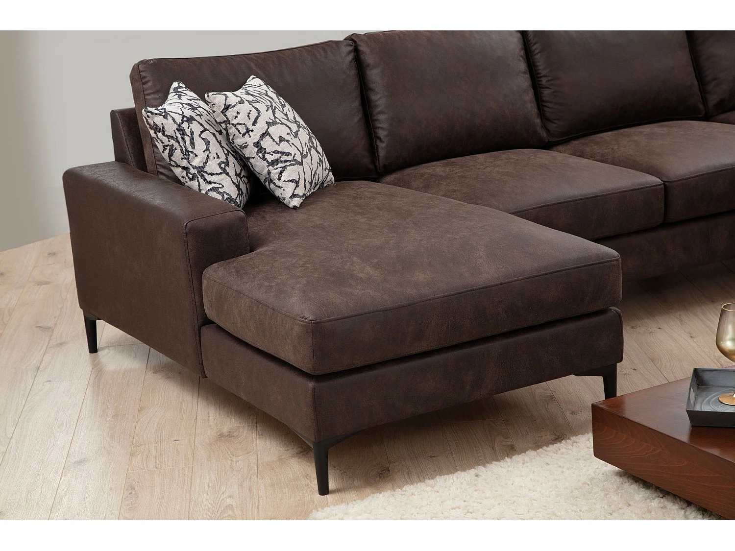 Sofá rinconero modular Altadena 430, Marrón, 314x150x90cm