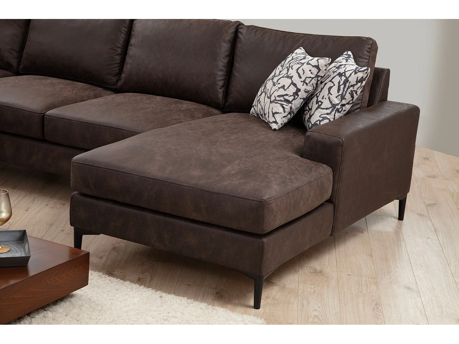 Sofá rinconero modular Altadena 430, Marrón, 314x150x90cm