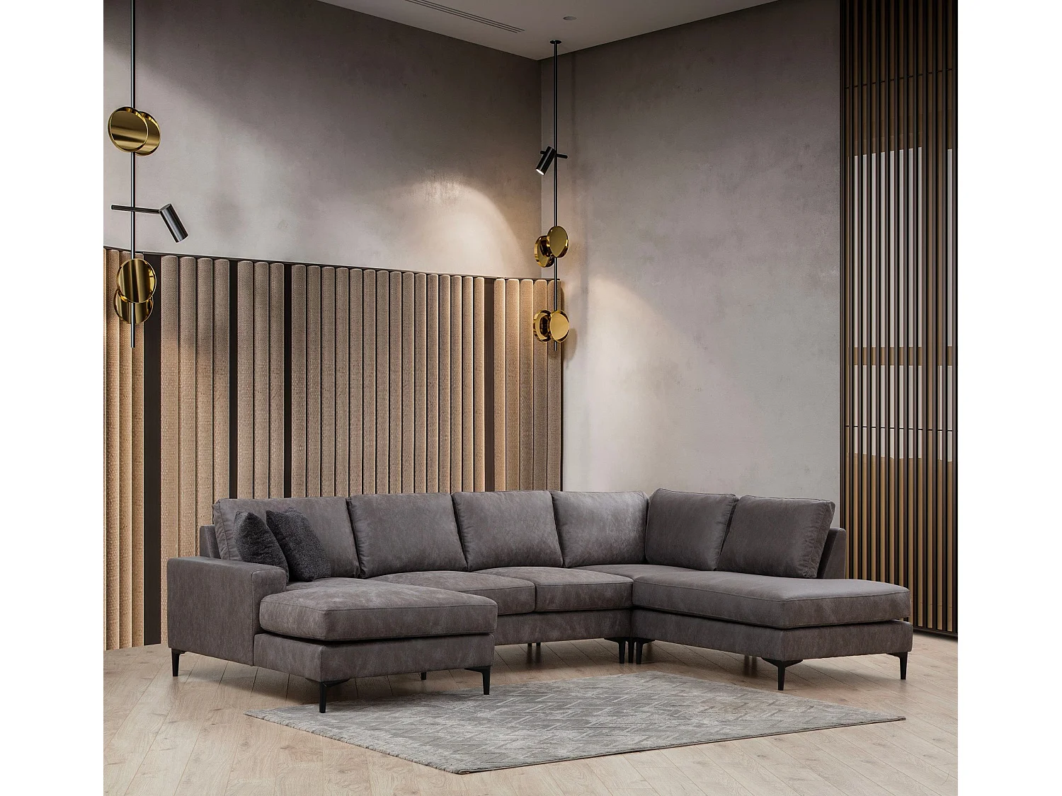 Sofá rinconero modular Altadena 430, Gris, 314x150x90cm