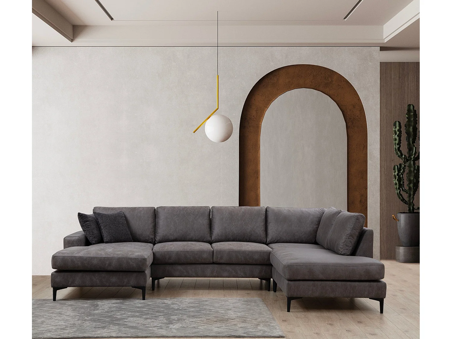 Sofá rinconero modular Altadena 430, Gris, 314x150x90cm