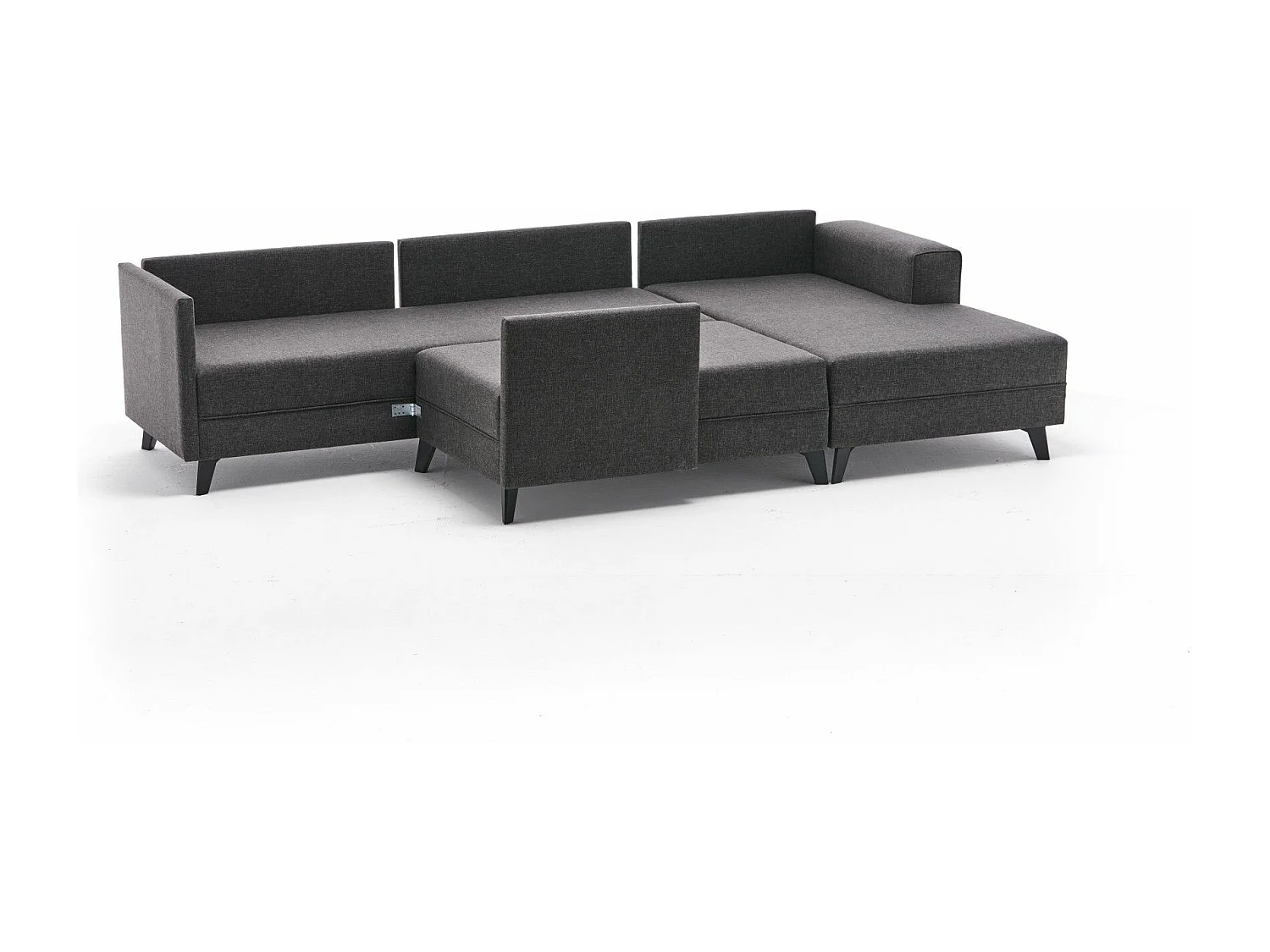 Canapé panoramique d'angle à gauche modulable Lardie Tissu Anthracite