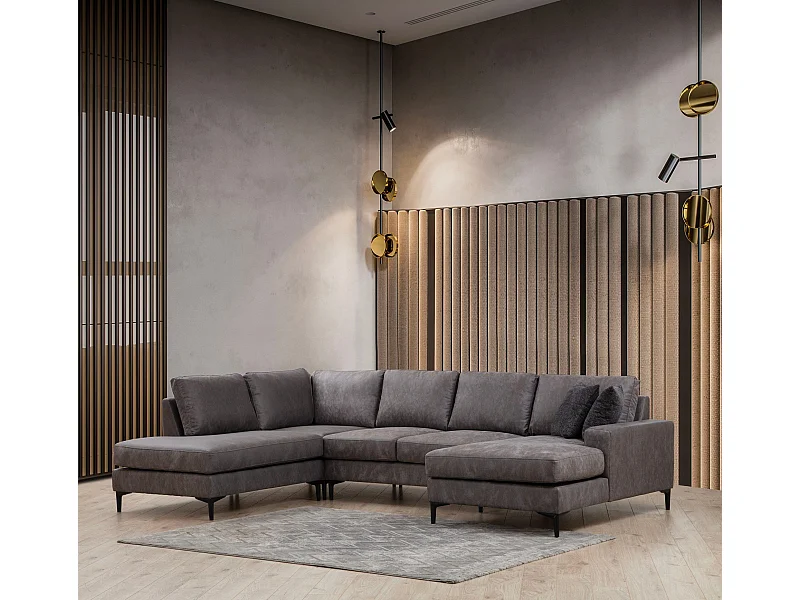 Sofá rinconero modular Altadena 430, Gris, 314x150x90cm