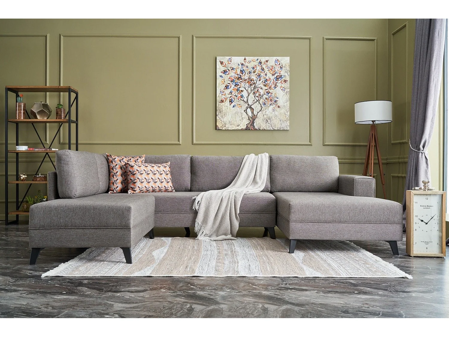 Sofá rinconero Altadena 315, Marrón, Función de descanso, 300x202x78cm