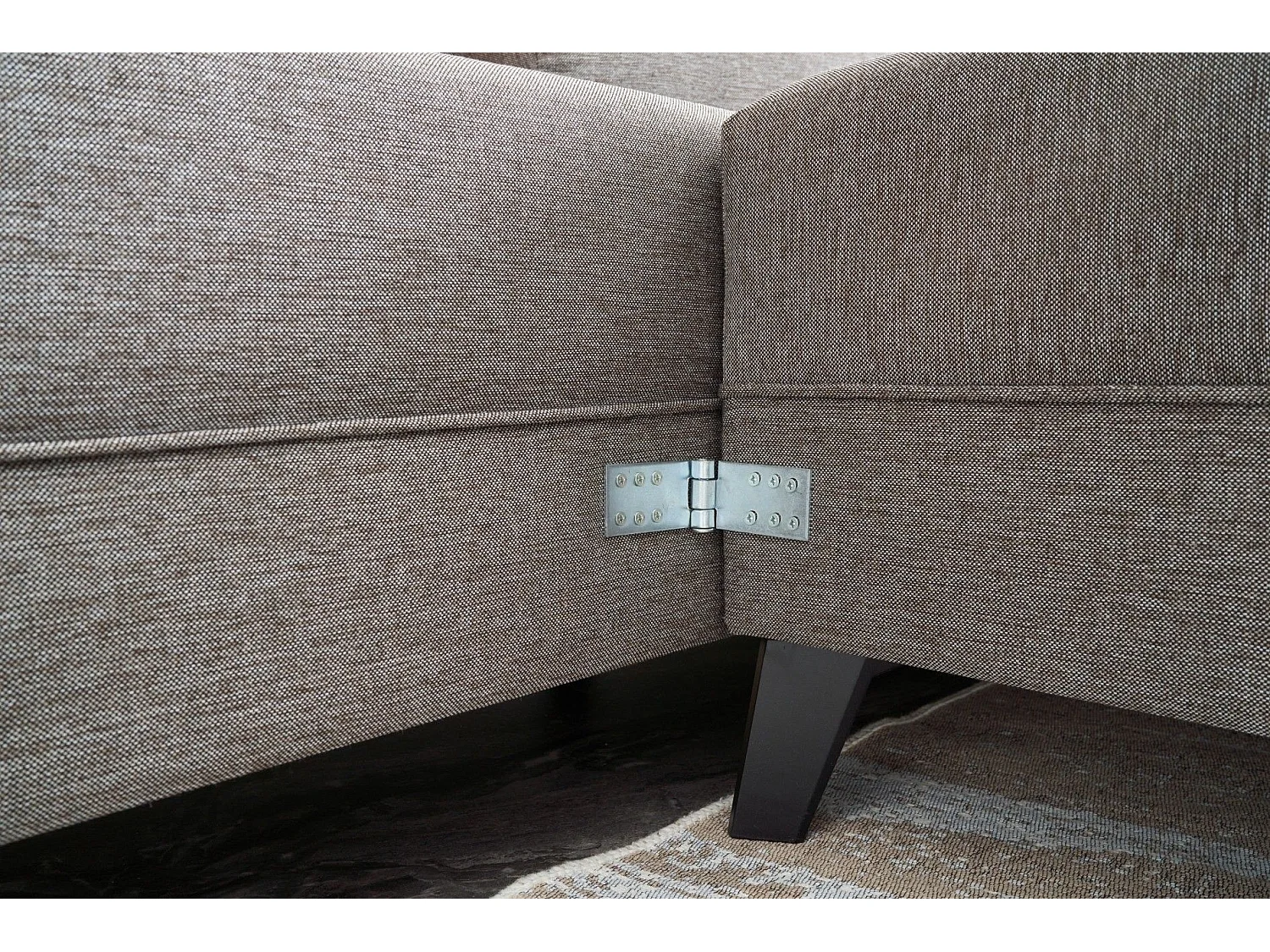 Canapé panoramique d'angle à gauche modulable Lardie Tissu Marron