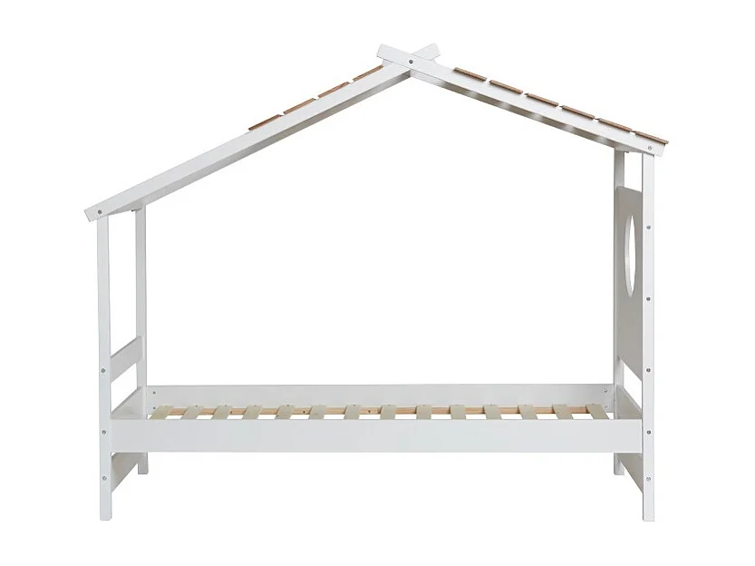 Lit cabane + 2 tiroirs bois blanc 90x190cm