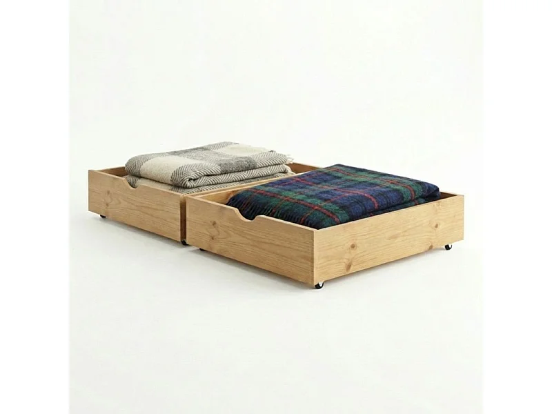 Letto casetta con Ringhiera + 2 cassetti legno pino 90x190cm