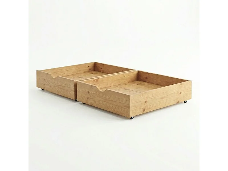 Letto casetta con Ringhiera + 2 cassetti legno pino 90x190cm