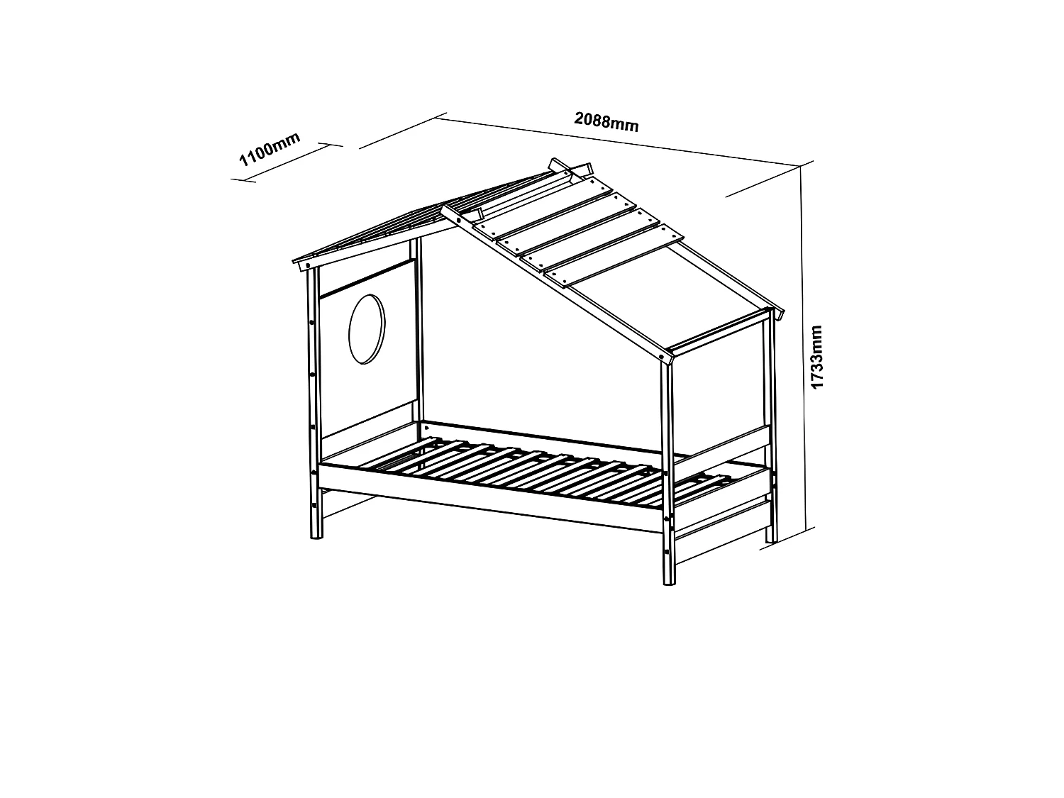 Cama cabaña madera blanco 90x190cm