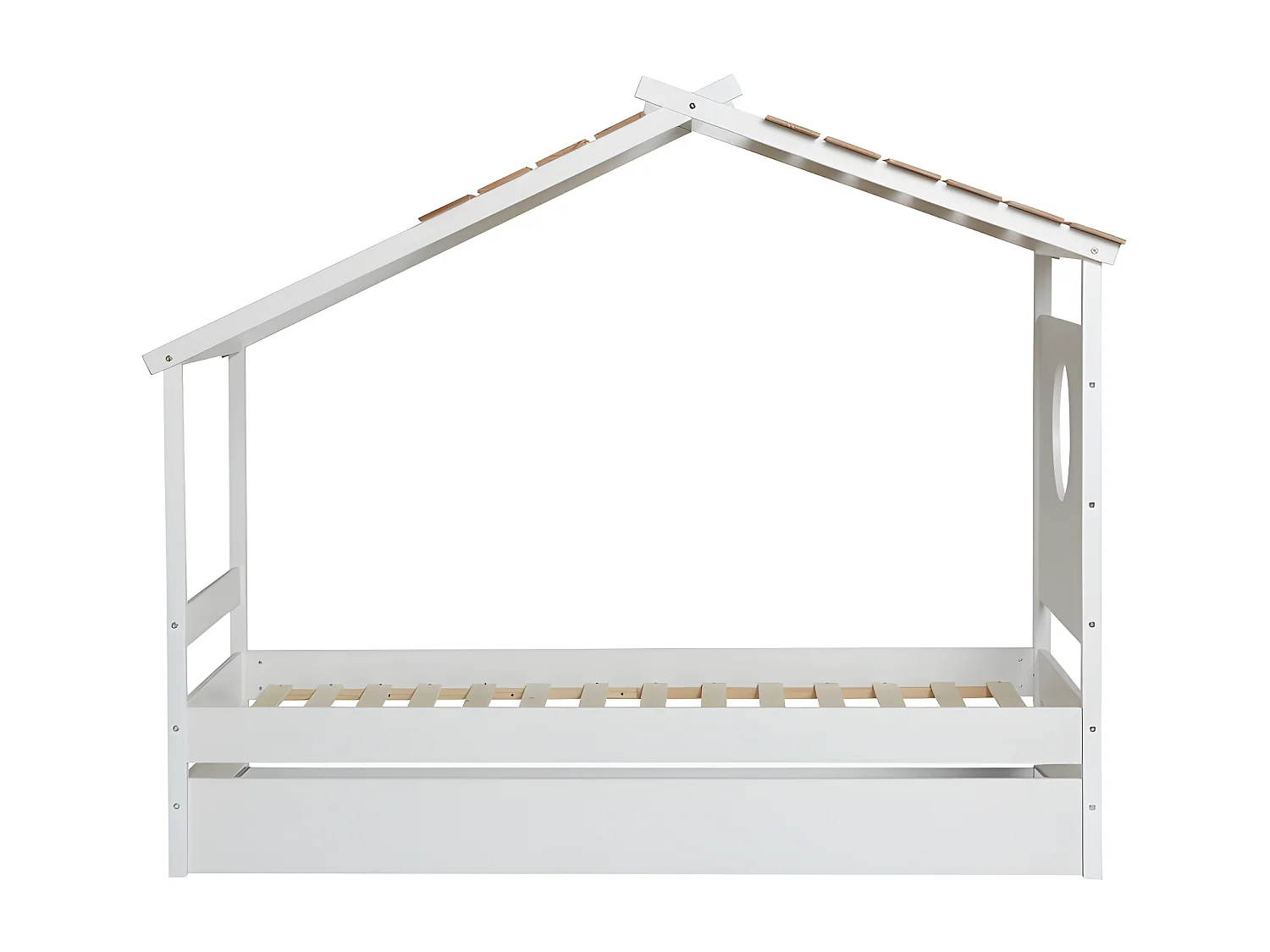 Bett Häuschen + Ausziehbett Holz weiß 90x190cm