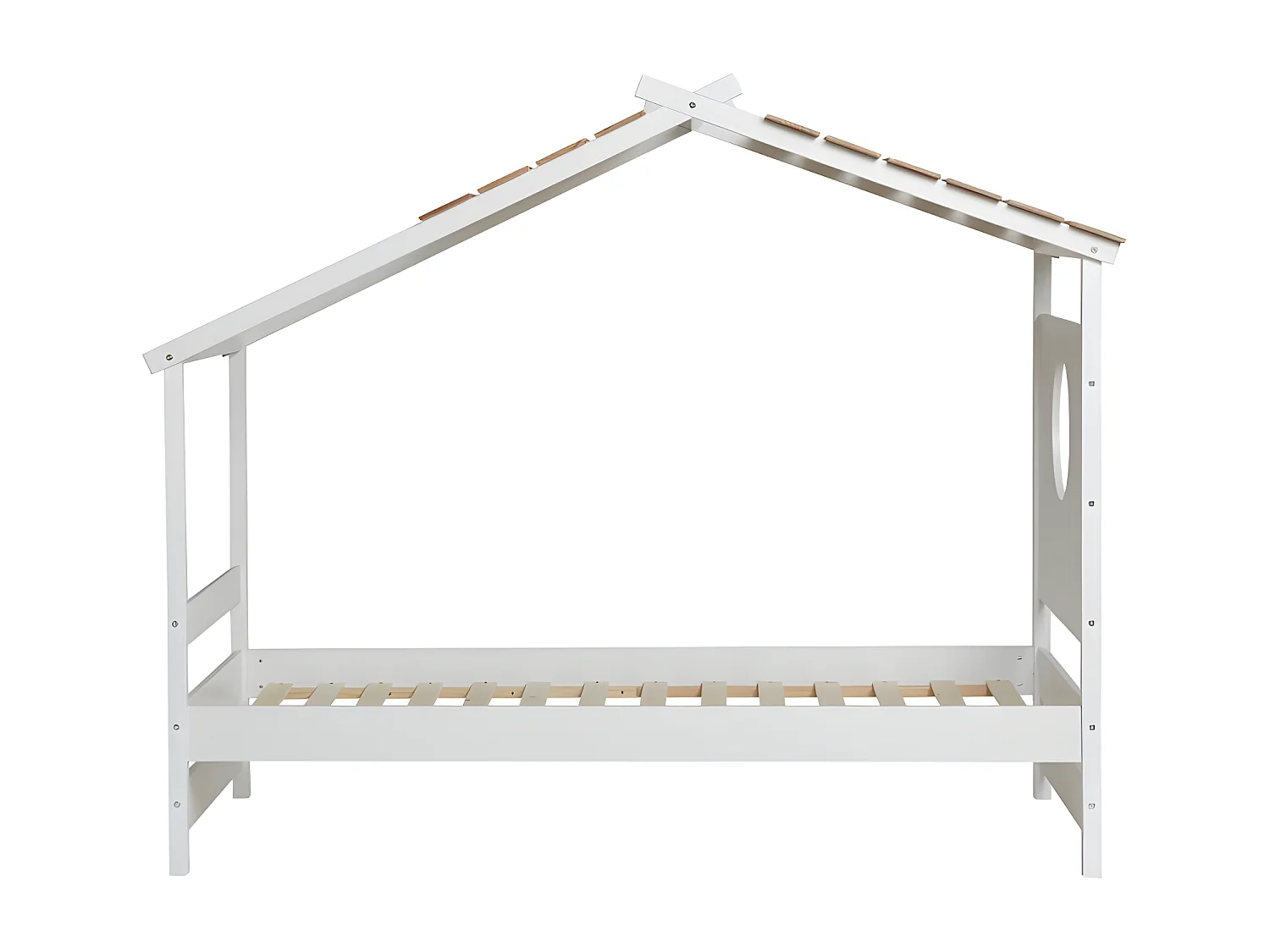 Bett Häuschen + Ausziehbett Holz weiß 90x190cm