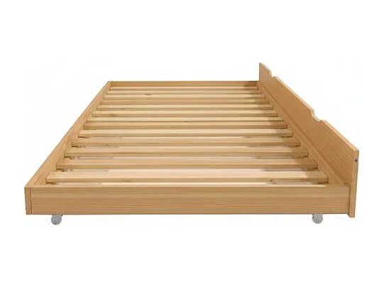 Huisbed met bedhekje + onderschuifbed van grenenhout 90x190cm