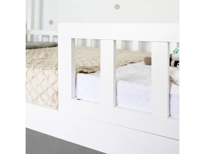 Cama casita con barandilla + cama de arrastre madera blanco 90x190cm