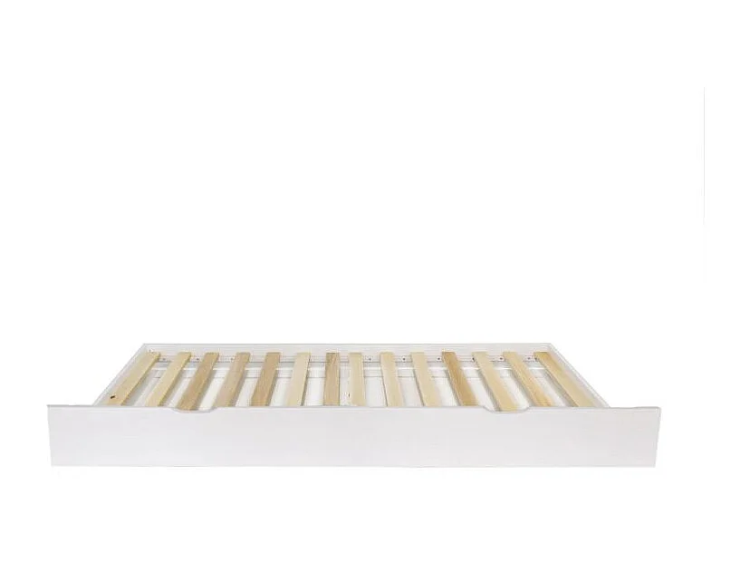 Cama casita con barandilla + cama de arrastre madera blanco 90x190cm
