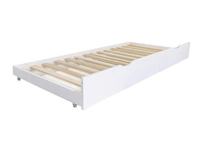 Cama casita con barandilla + cama de arrastre madera blanco 90x190cm