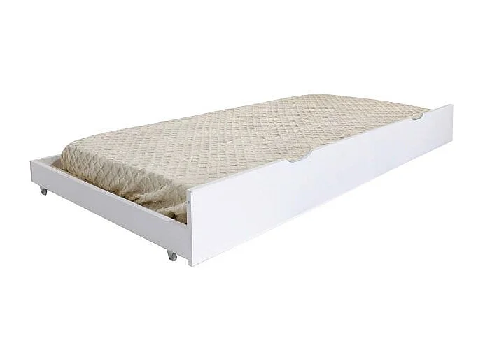 Cama casita con barandilla + cama de arrastre madera blanco 90x190cm