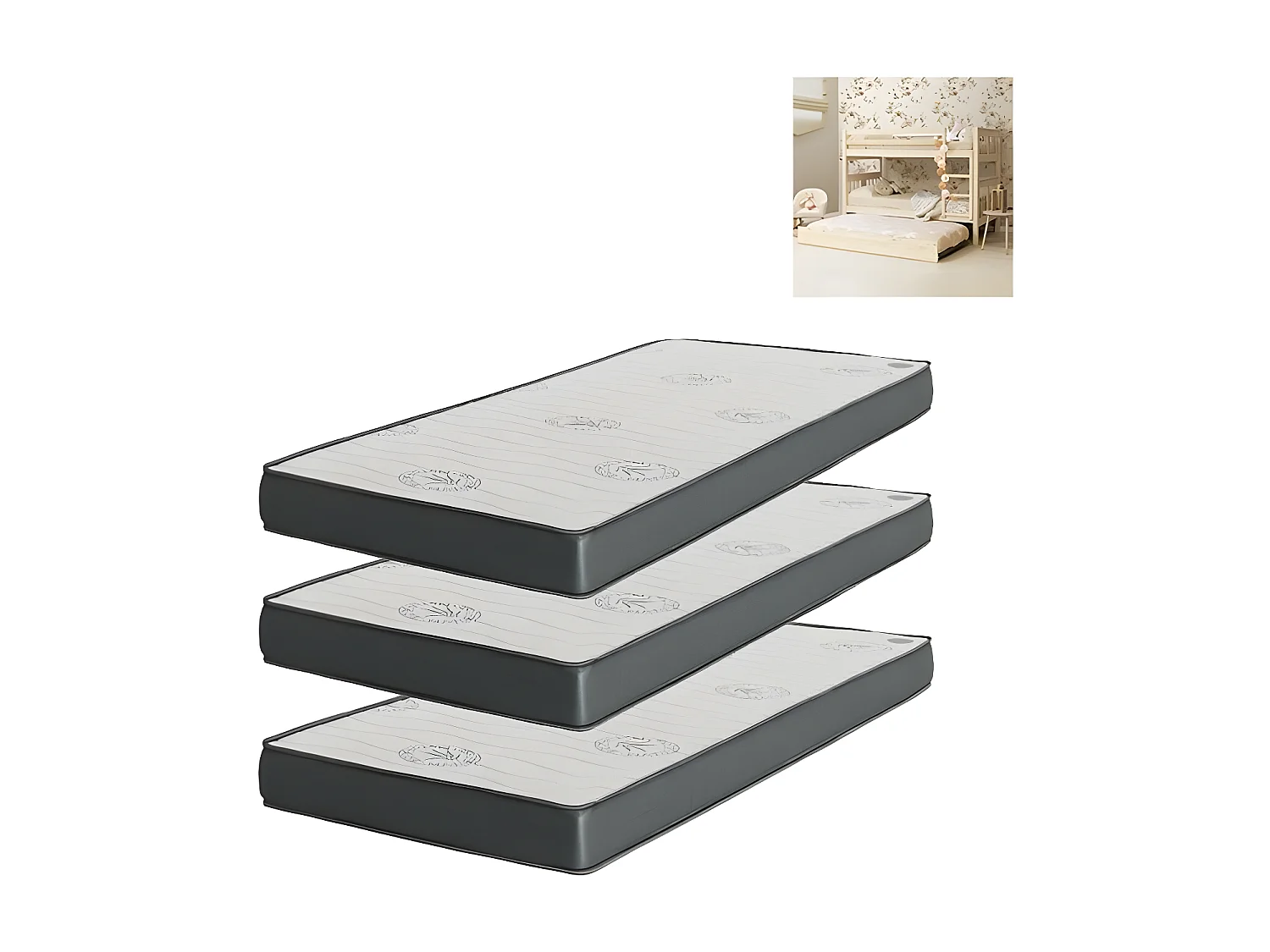 Colchón Pack de 3 viscoelástico 90x190x20/90x190x15/90x180x15