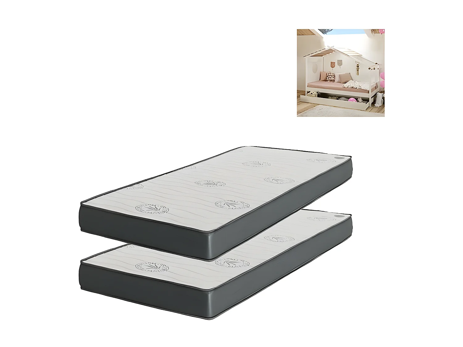 Colchón Pack 2  viscoelástico 90x190x20/90x180x15