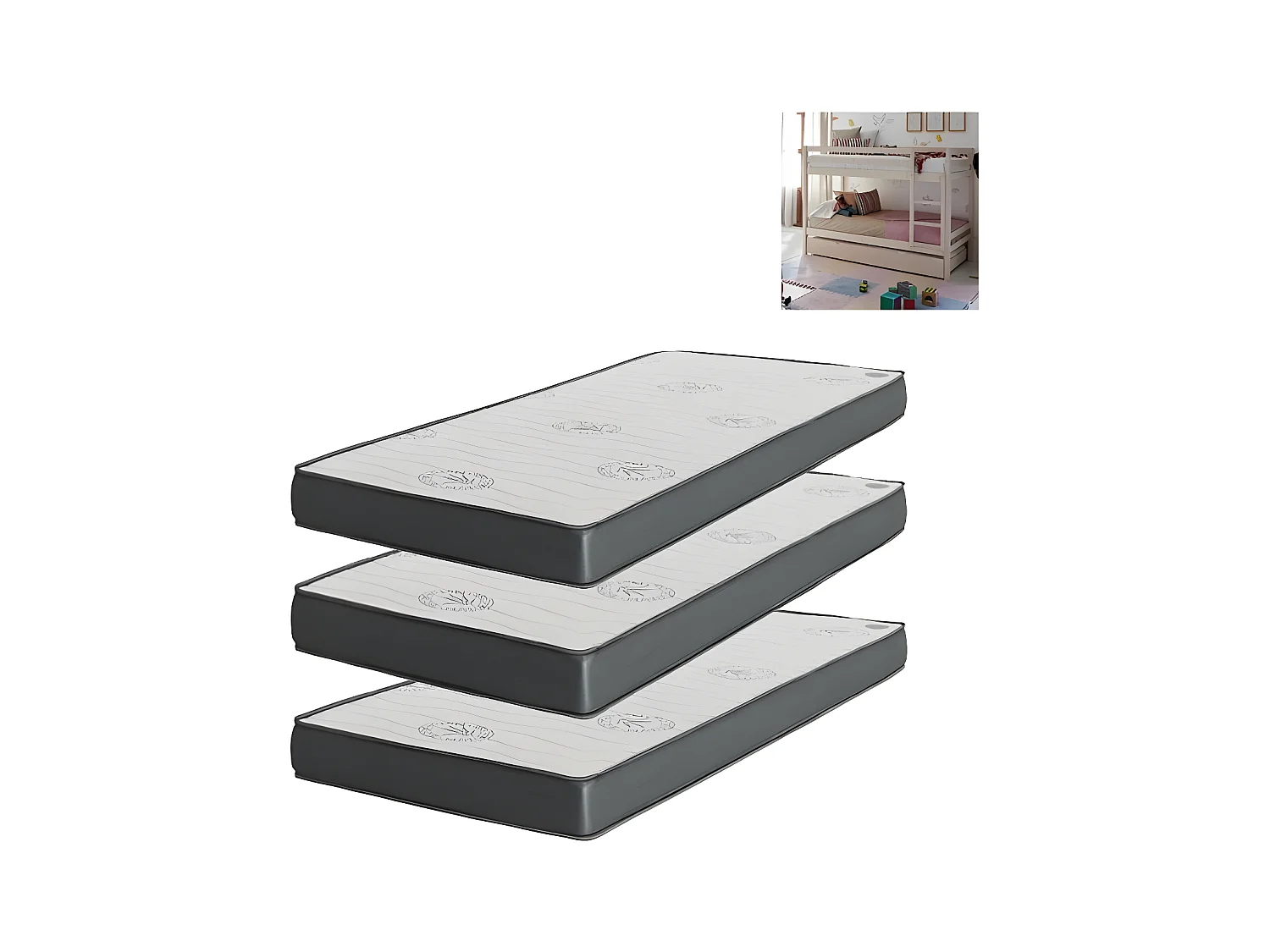 Colchón Pack 3 viscoelástico 90x190x20/90x190x15/90x180x15