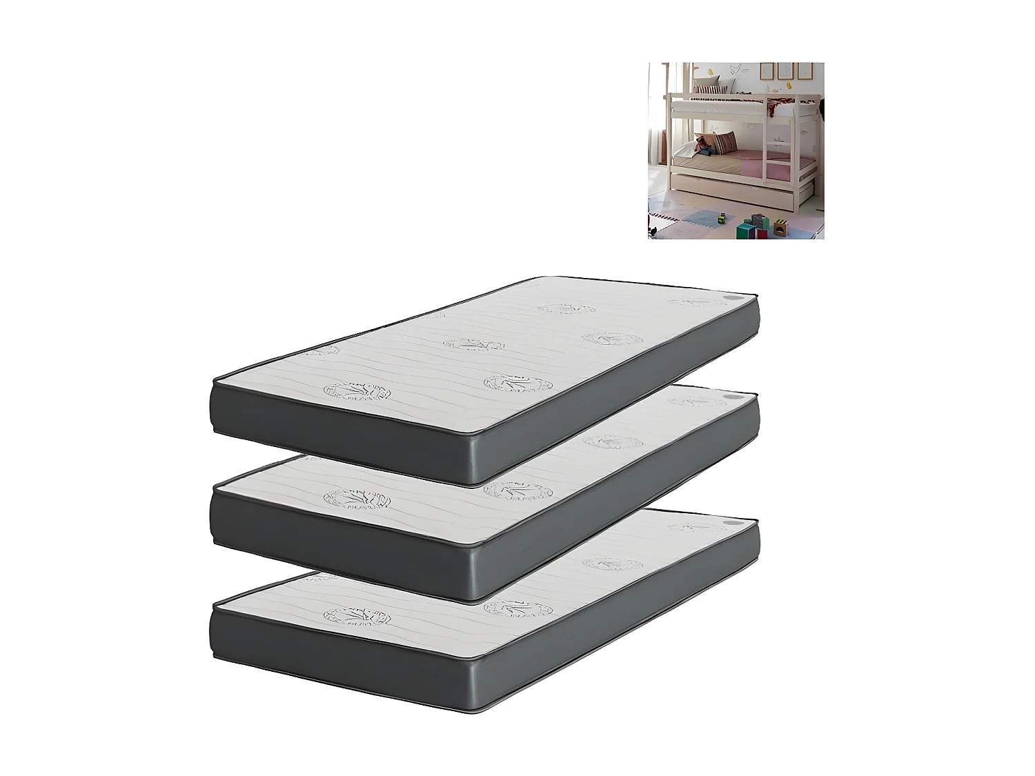 Colchão Pack 3 viscoelástico 90x190x20/90x190x15/90x180x15